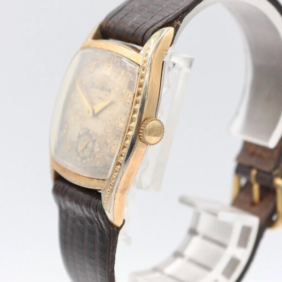 Vintage 27mm 1955 Bulova Men\'s Mechanical Wristwatch 10 BT USA Base Metal main image 5